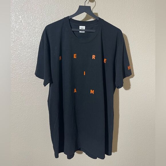 Everybody World Black T-Shirt with Orange Print - Picture 1 of 5